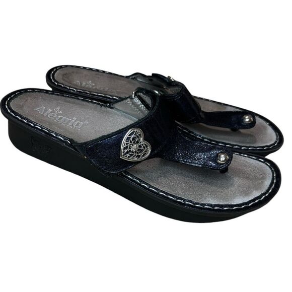 ALEGRIA Carina Thong Sandals Dark Blue SZ 41/10.5 - Picture 1 of 8